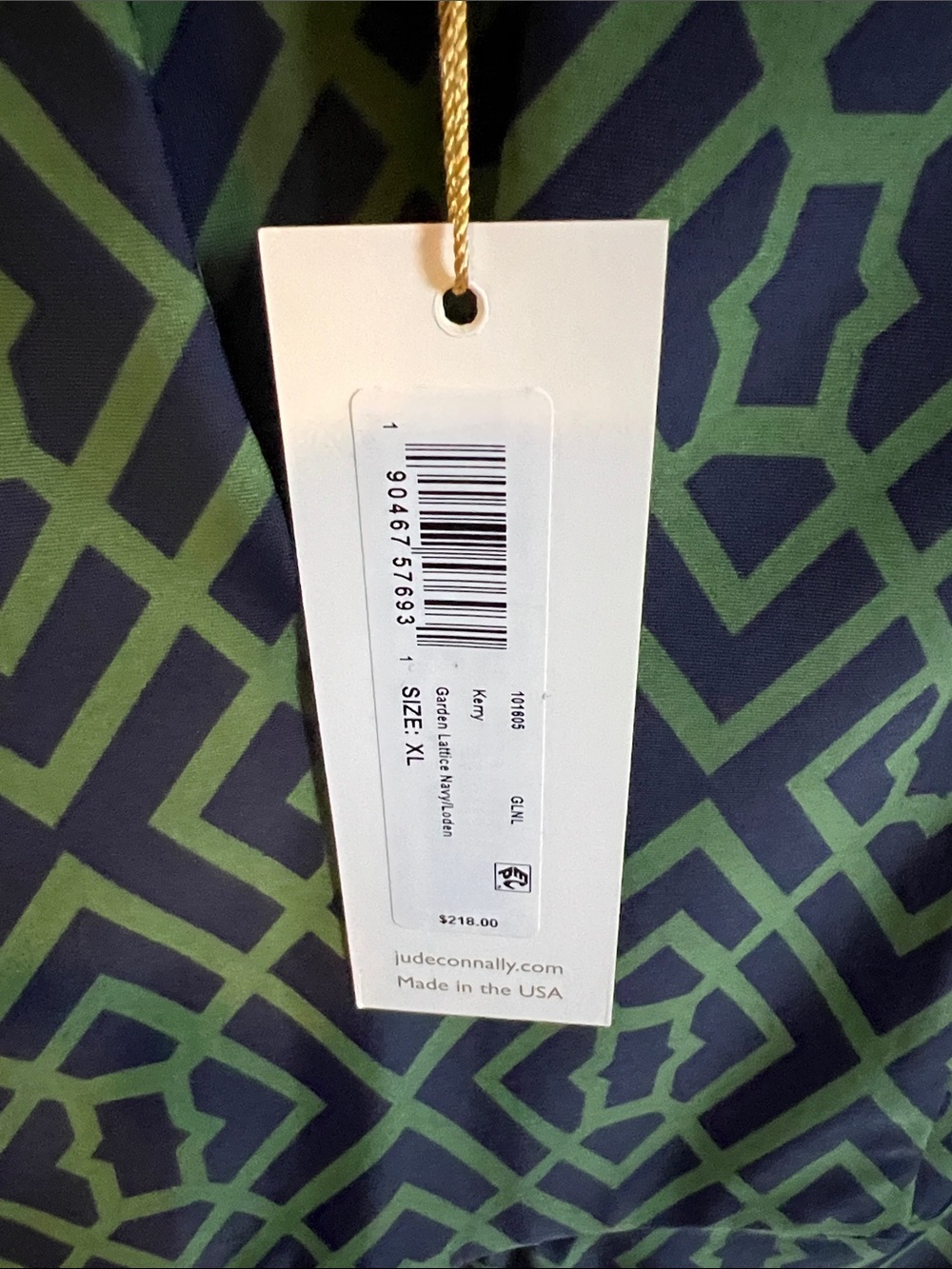 Jude Connally Navy and Green Geometric Short Sleeve Dress - Picture 3 of 5
